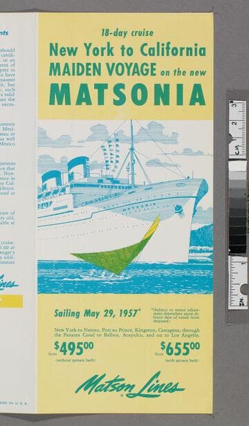 18-day cruise New York to California maiden voyage on the new Matsonia