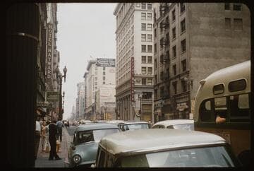 Intersection of 6th Street and Spring Street. Grosse Building being wrecked