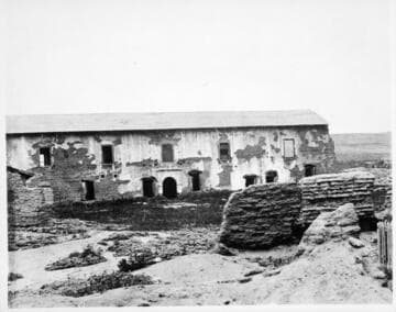 Mission San Diego Church from the court, Vischer 1875