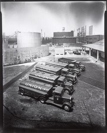 Union Oil trucks. 1935