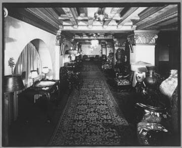 Lobby mezzanine, Jonathan Club, 545 South Figueroa, Los Angeles. 1937