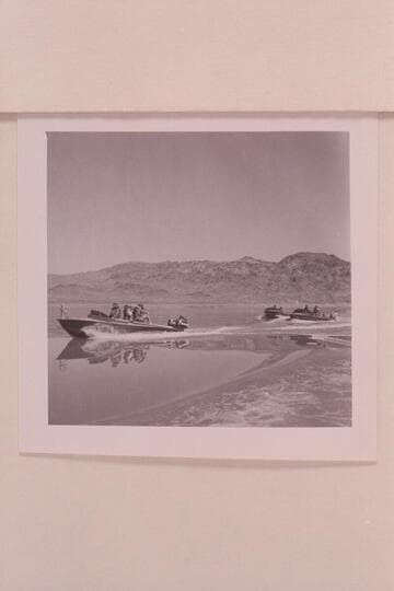 The three boats cruising on Lake Mead