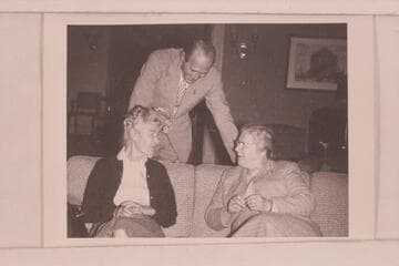 Margaret Marston and Gin Masland on the couch as John Mull looks on; King's Gap