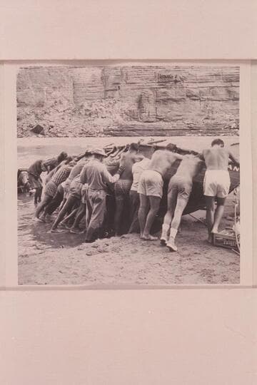 Crew rolling the "Emma Dean" for repairs; National Canyon