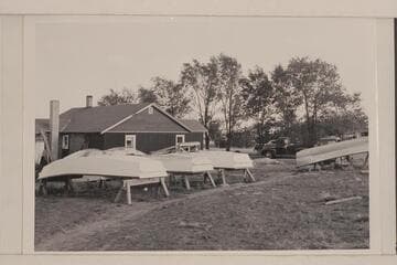 San Juan punts of the Mexican Hat Expeditions at Blanding, Utah.  The punt in the foreground has a covering of glass fabric