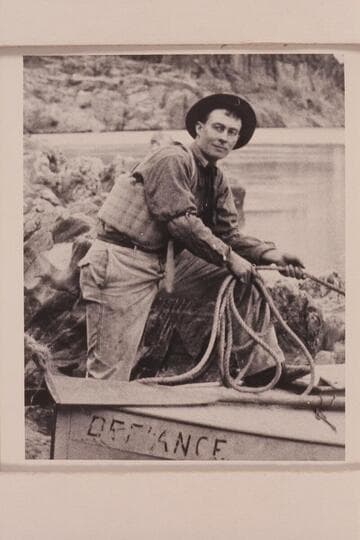 Emery Kolb near Bass Cable during his traverse of the Grand Canyon