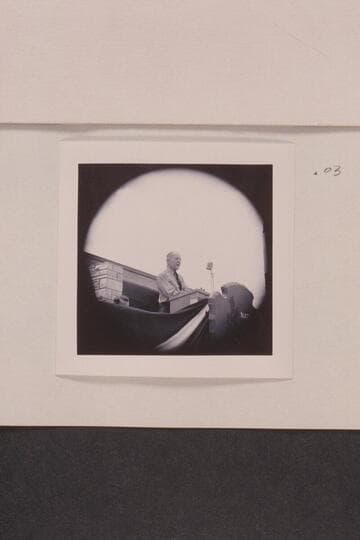 Louis Schellbach speaking at the dedication of the Visitor's Center; Grand Canyon