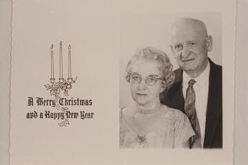 Eva Galloway Nielson and Victor Nielson.  Christmas card of 1961 [signature on reverse]