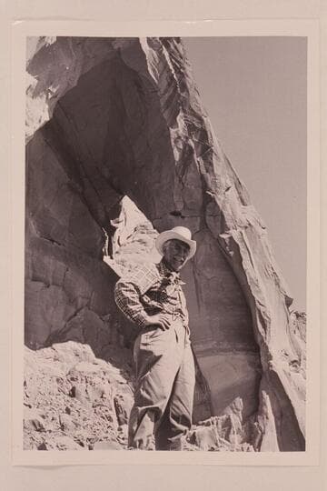 Frank Masland in front of Arch in the Sky