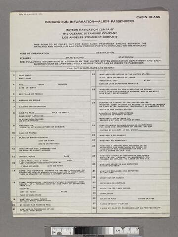 Immigration information -- Alien passengers