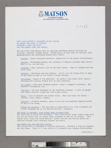 Don't miss Matson's caribbean 28-day cruise