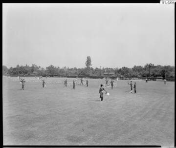 Boy Scouts with signaling flags, Polytechnic Elementary School, 1030 East California, Pasadena. May 18, 1940