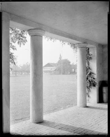 School yard with flag pole, Polytechnic Elementary School, 1030 East California, Pasadena. April 29, 1938