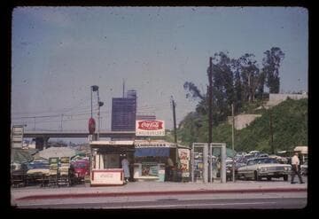 On 5th Street close to Flower Street