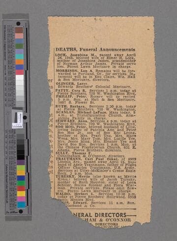 Deaths, Funeral Announcements