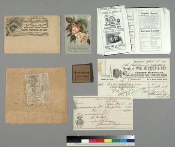 Eleven pieces of miscellaneous ephemera relating to the commercial promotion of artists' materials and businesses